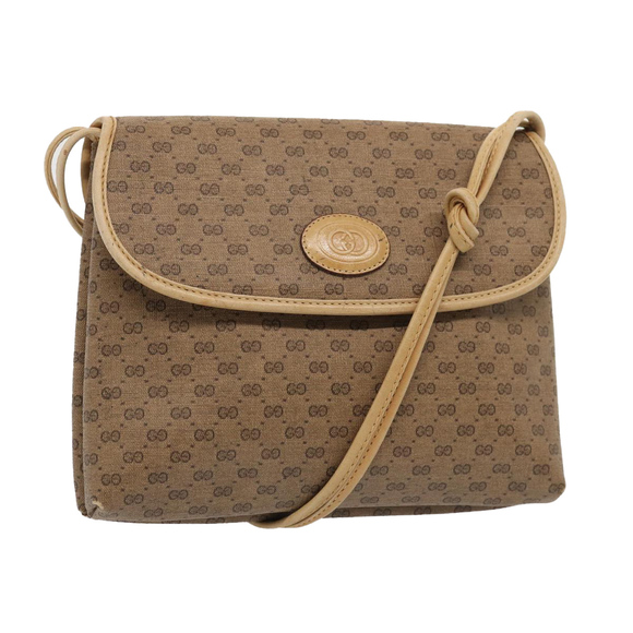 GUCCI Micro GG Supreme Shoulder Bag PVC Beige Gold 49 007 5548 Auth 87020 - Picture 1 of 16
